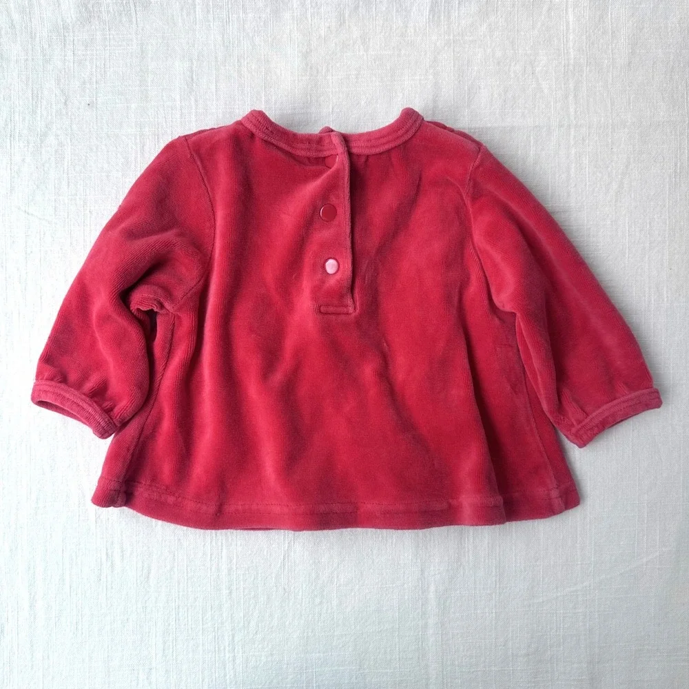 MK Bright Future Vintage Y2K Baby Velour Swing Top 6-9M Pink Floral Long Sleeve